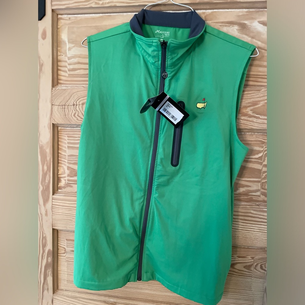 Masters Green Sleeveless Golf Vest with Yellow Logo